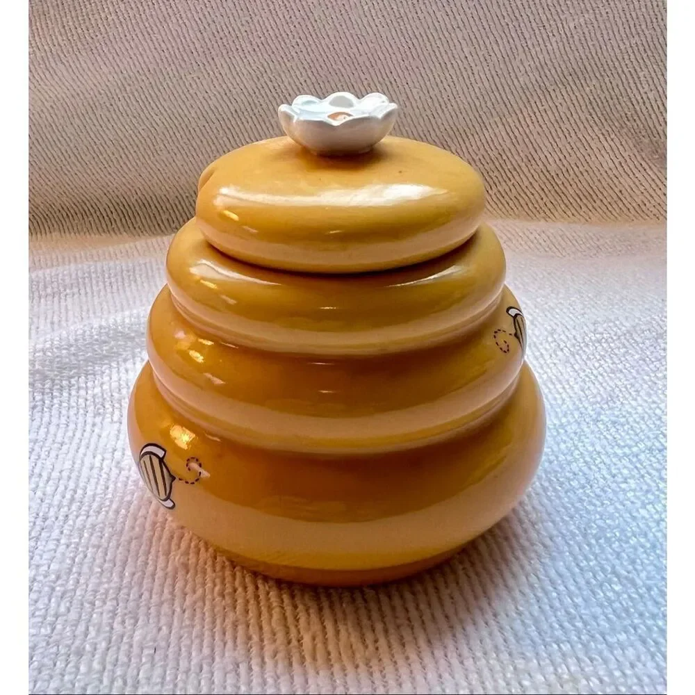 Vintage Honey Miel Beehive Jar Ceramic 3.5